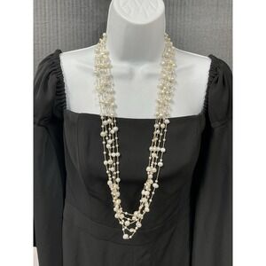 VINTAGE IPS  Signed Genuine Multi Strand Pearl Necklace 14K Gold Clasp